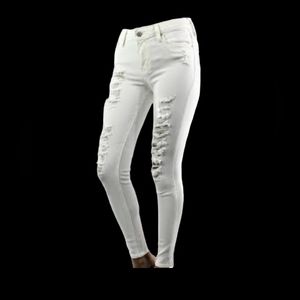 White Destroyed Jean Jeggings Skinny Fit New